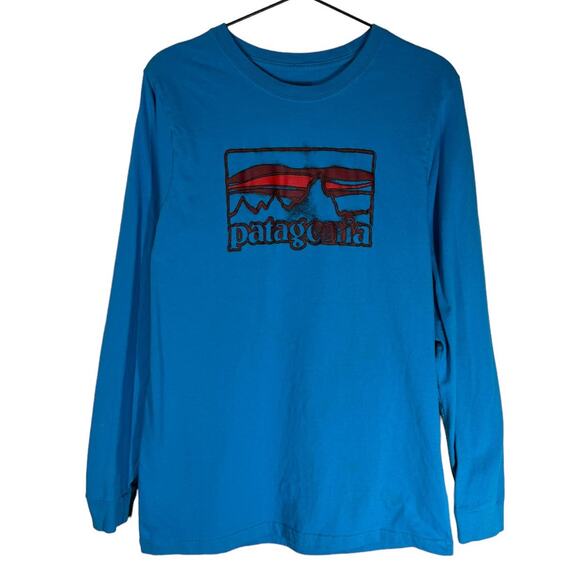 Patagonia Other - Patagonia‎ Bright Blue Organic Cotton Long Sleeve Graphic T-Shirt Medium